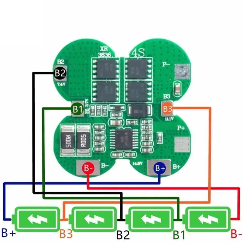 652F 4S 14.8V 15A 4-string Polymers 18650 Lithiums Battery Protections Board Current without Overcharge Protections Zpaxo CN