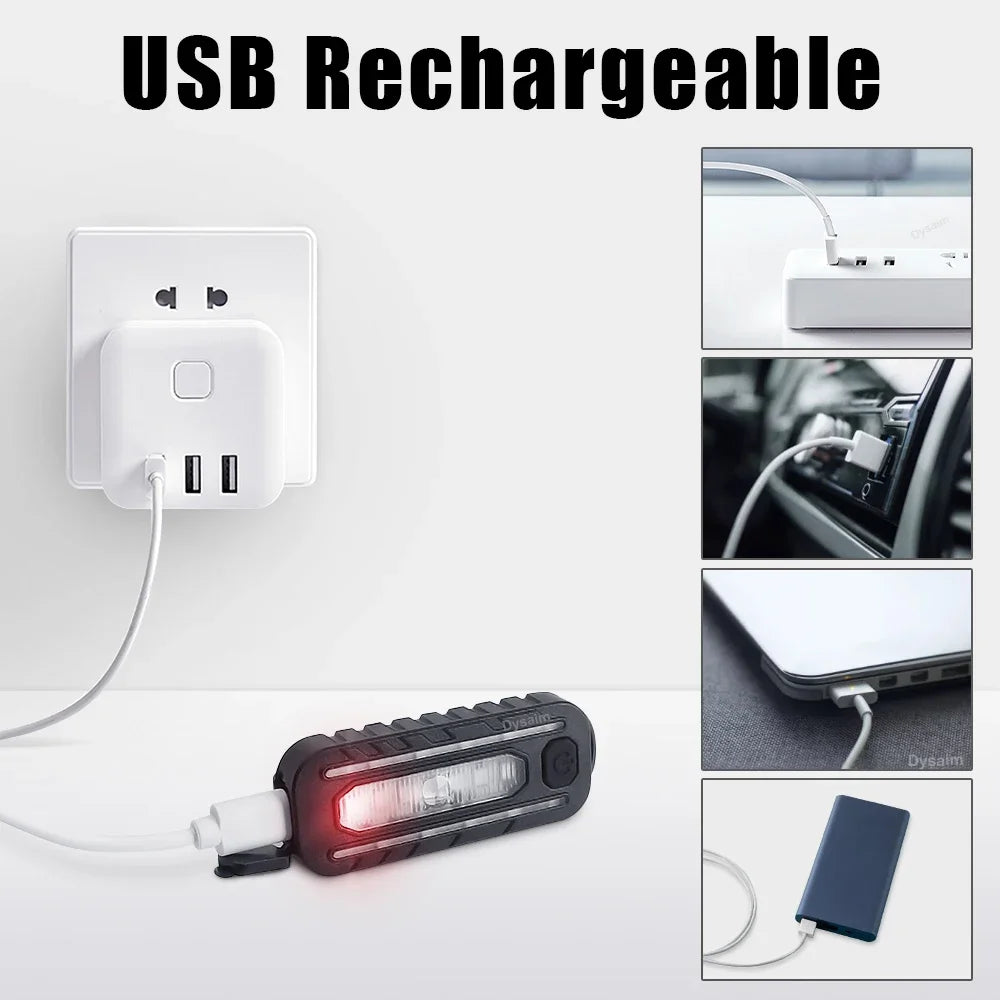 USB Rechargeable LED Keychain Flashlight – Flash Warning & Clip