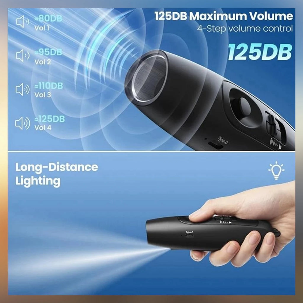Electronic Whistle USB Rechargeable Air Bear Horn 120-150dB LED