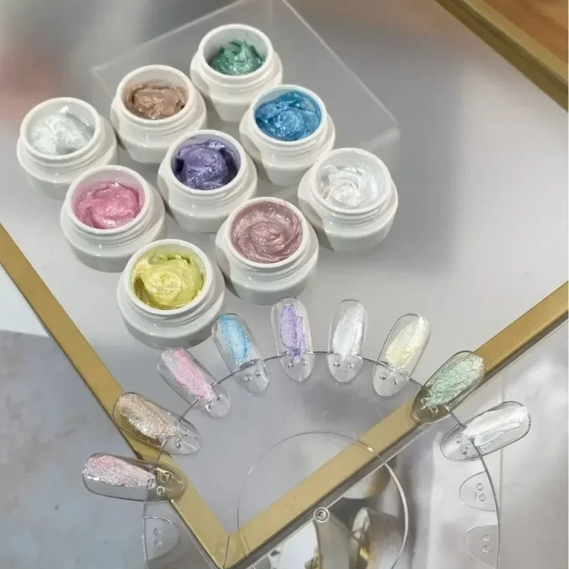 2.5ml 9colors/set Color Fairy Powder Cream Gel Nail Polish Texture Paste Texture Three-dimensional Modeling Glue Nail Art Design Zpaxo