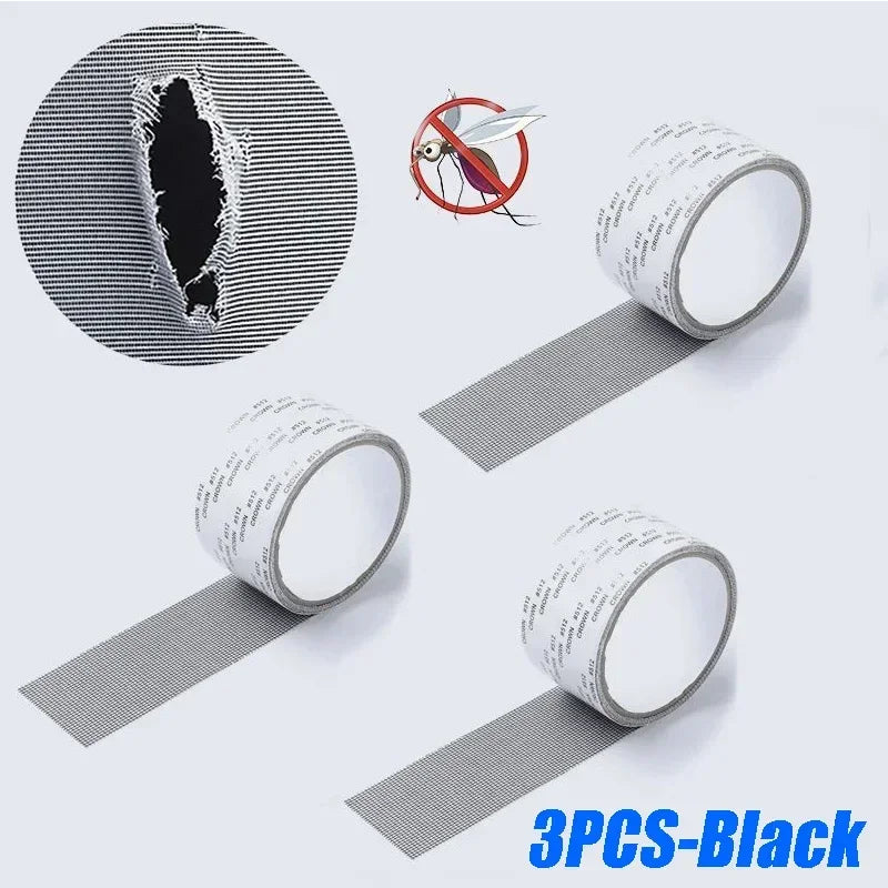 Window Screen Tape Anti-mosquito Screen Repair Subsidy Door Curtain Mosquito Net Hole Patch Repair Self-adhesive Screen Tape Zpaxo 3PCS-BLACK
