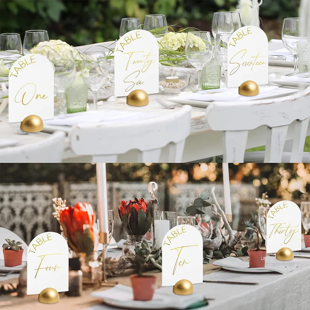Table Number Cards Stands Gold Table Number Signs Clips Holder for Wedding Banquet Anniversary Reception Birthday Party Events Zpaxo