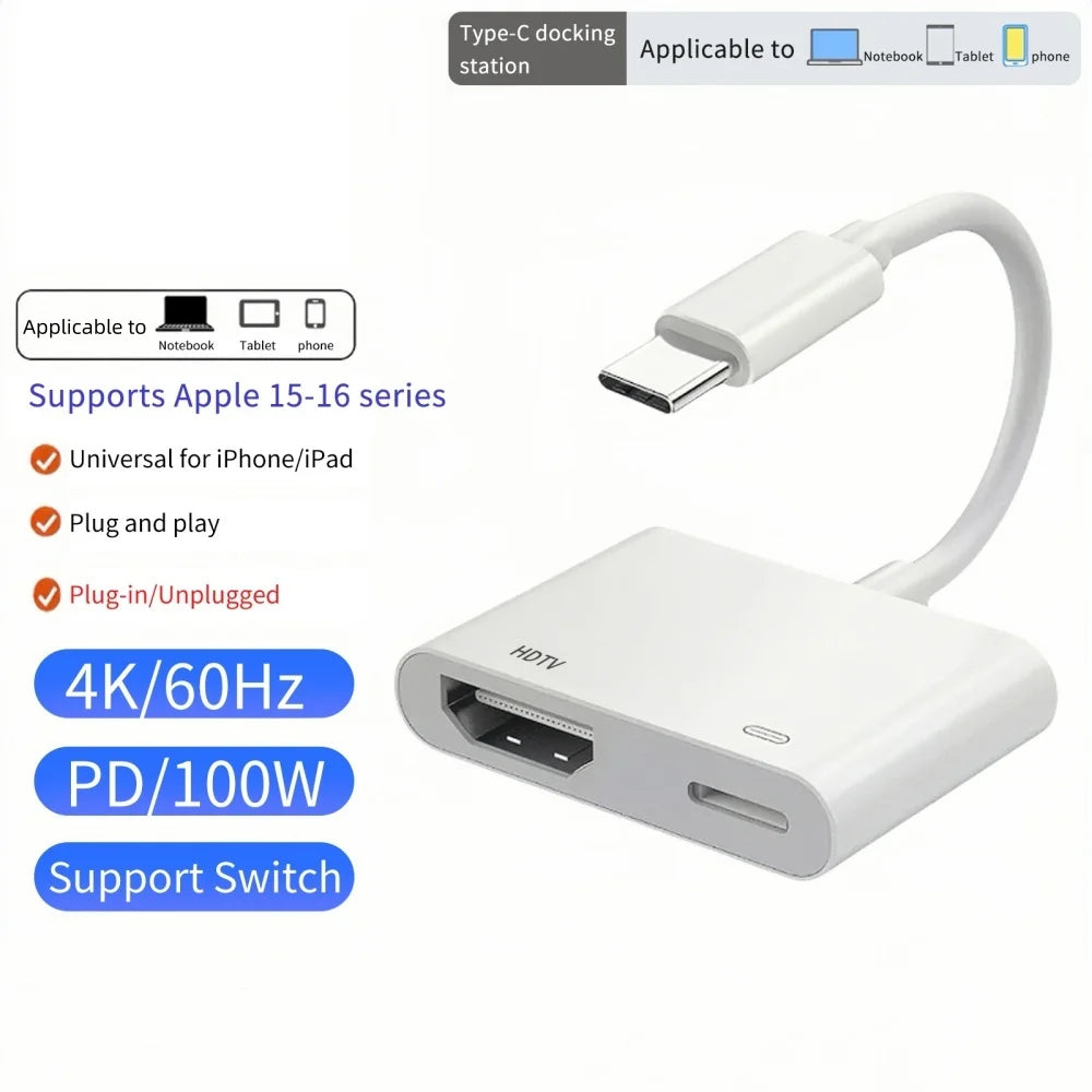USB-C to HDMI Adapter 4K | iPhone 16 Pro to HDTV & Monitor HDMI Display Adapter Zpaxo