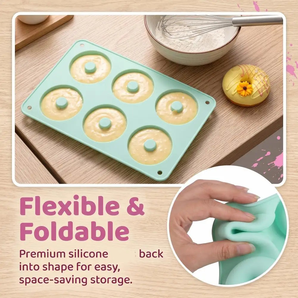 6-Cavity Silicone Donut Mold – Non-Stick Baking Mold Silicone Baking Mold Zpaxo