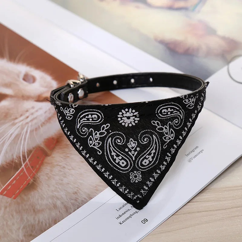 Adjustable PU Polyester Knit Pet Bandana Collar Scarf Saliva Towel