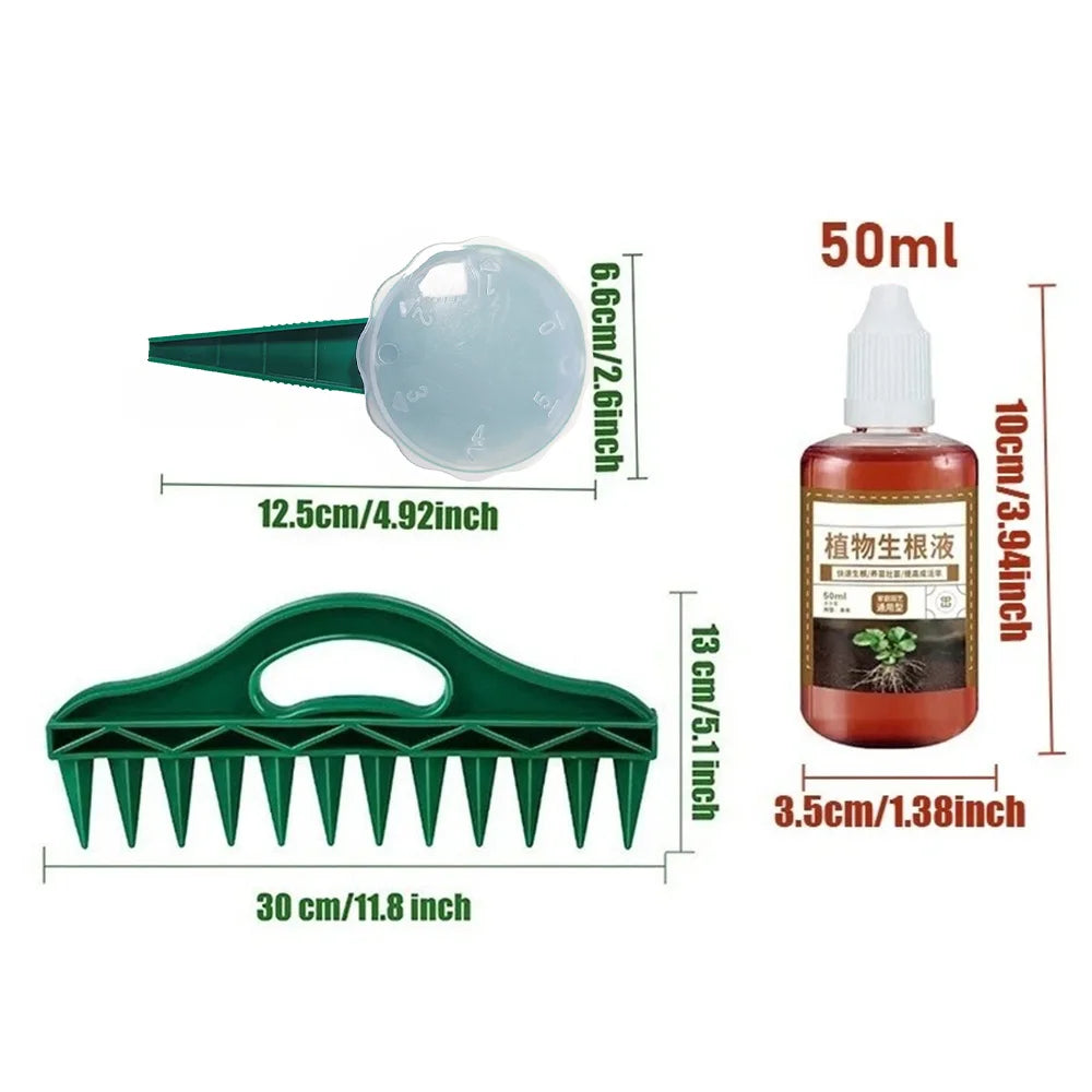Hand Dibbler Garden Seeder Tool＆Fast Rooting Stimulator, 12-Hole Fast Seeding, Plants Root Supplement for Efficient Gardening Zpaxo full set