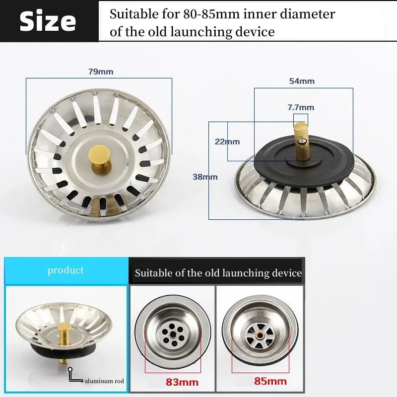 Kitchen Sink Strainer Stoppers & Cleaning Cloth – 3-Piece Set