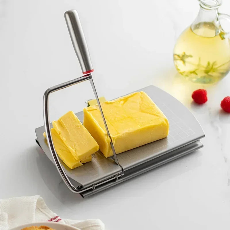 Hot Cheese Board with Wire Cutter 5.5 Inch Stainless Steel Ham Sausage Slicer Cutter Cheese Wire Cutter with Serving Board Zpaxo