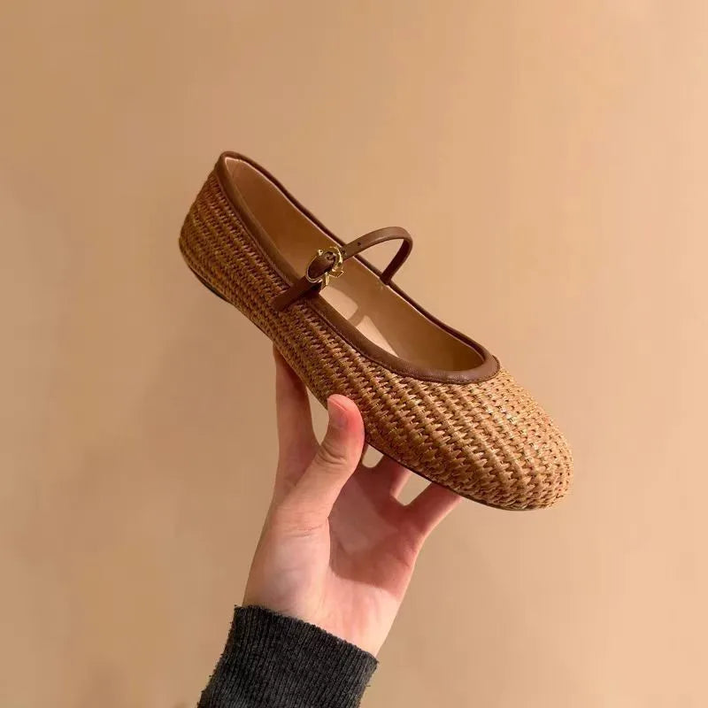 Spring Summer 2025 Shoes Weaving Hollow Out Design Sandals Square Toe