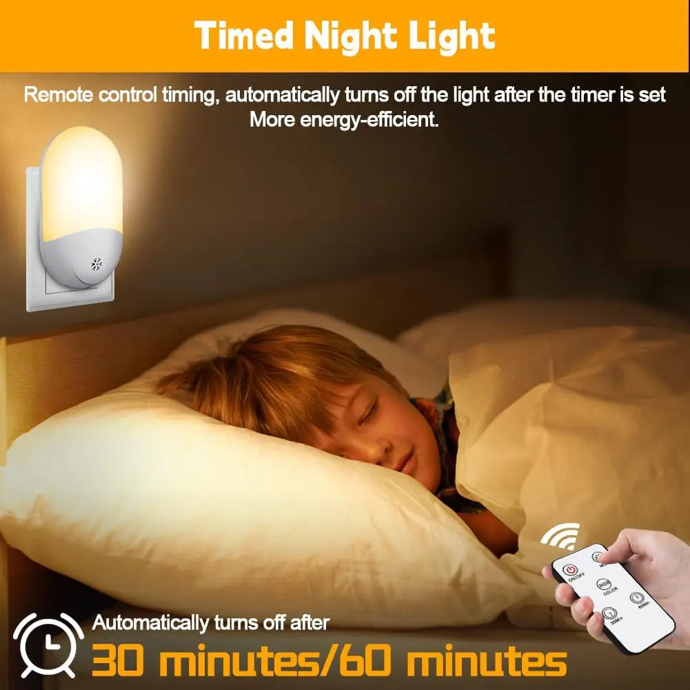 Plug in Night Light, Plug in Wall with Dusk to Dawn Sensor 0.5W Warm White RGB Night Light for Kid Bedroom, Bathroom, Stair Zpaxo