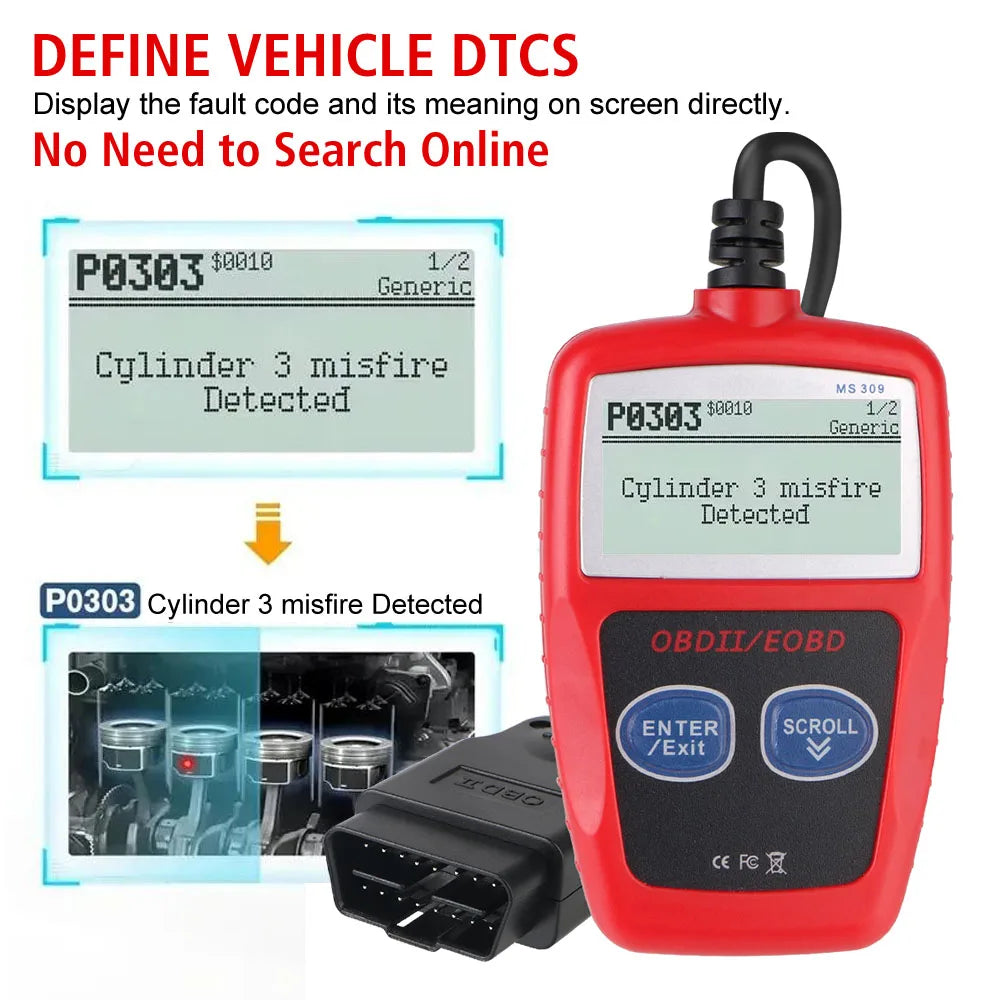 OBD 2 Scanner Fault Code Clear Car Diagnostic Tools OBD2 Reader 16