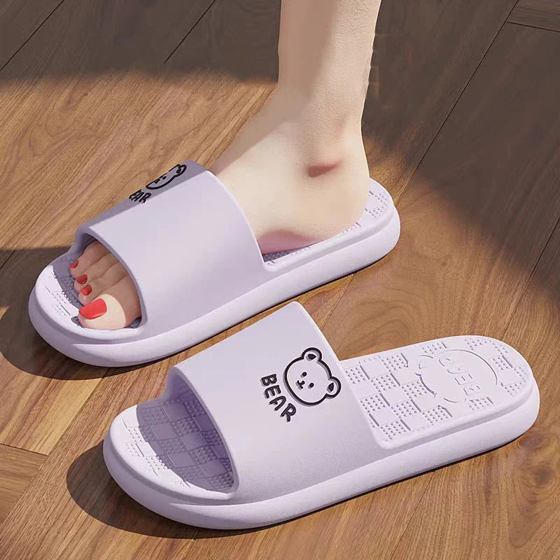 Women Summer Concise EVA Slippers Men Soft Home Slides Couples