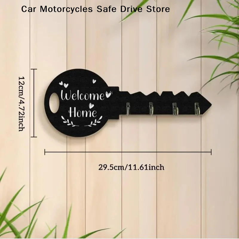 Vintage Country Wooden Key Stand Shelf Hook Easy Install Space-saving