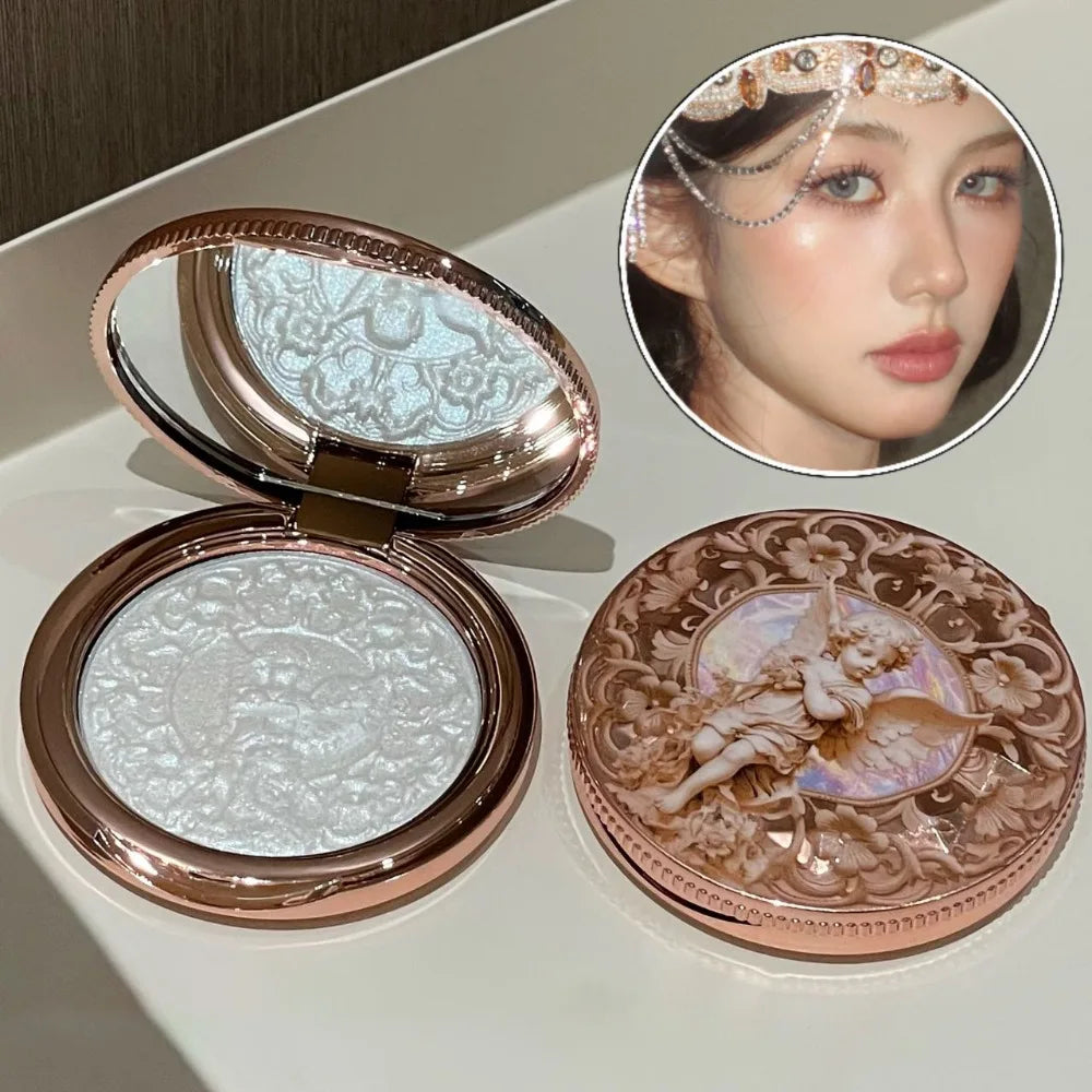Angel Embossed Pink Highlighter Baroque Palette Glitter Pearlescent Zpaxo