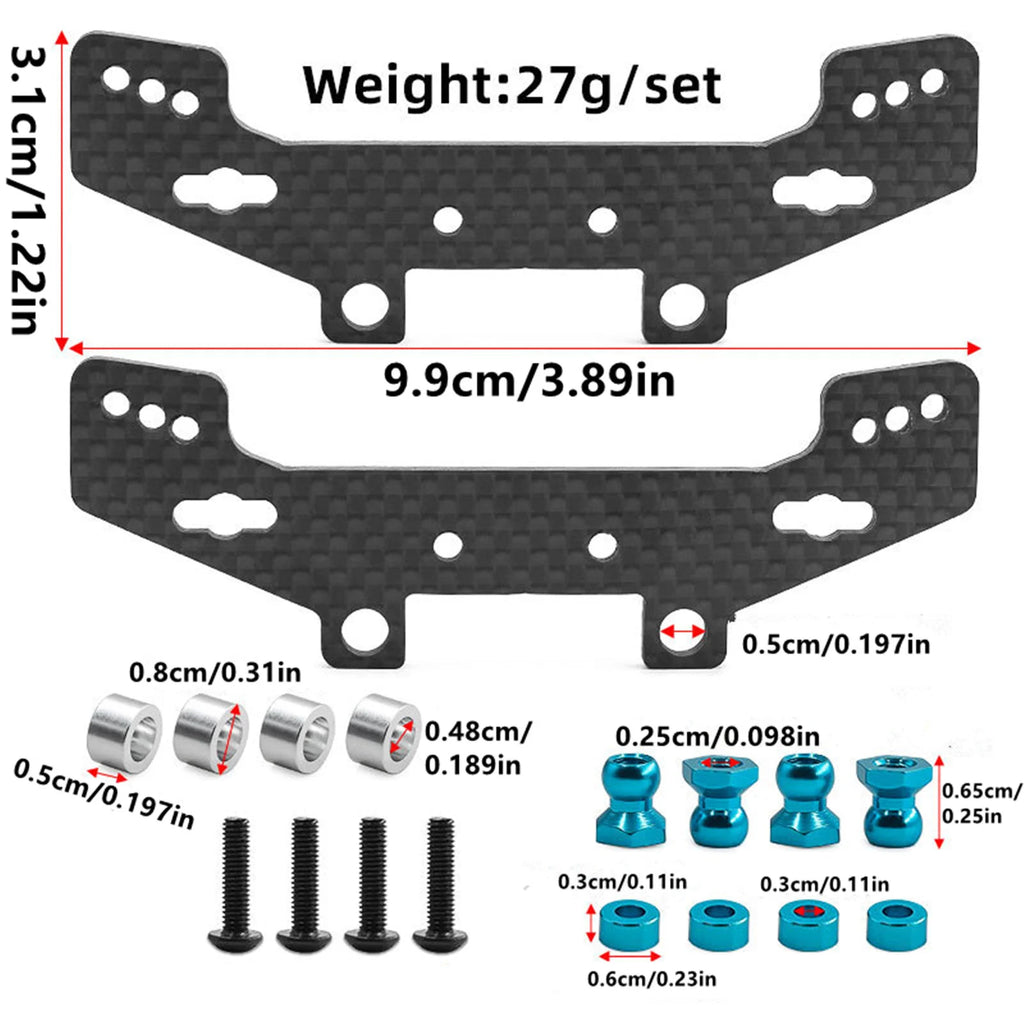RC Car Carbon Front Rear Shock Tower Upgrade Parts Tamiya TT-02 TT02R