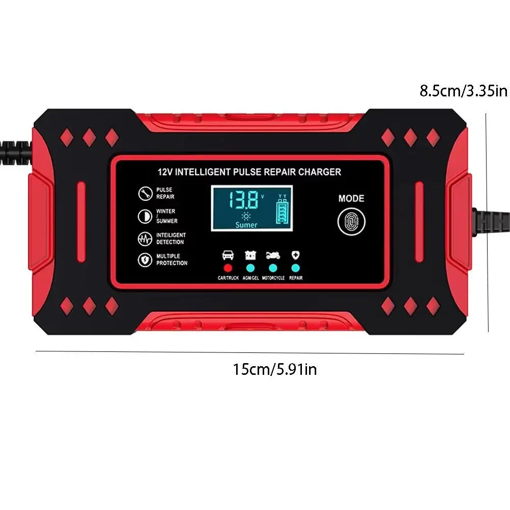 6A Output Intelligent Car Battery Charger Pulse Repair Special Lead-Acid Battery Repair LCD Display Zpaxo