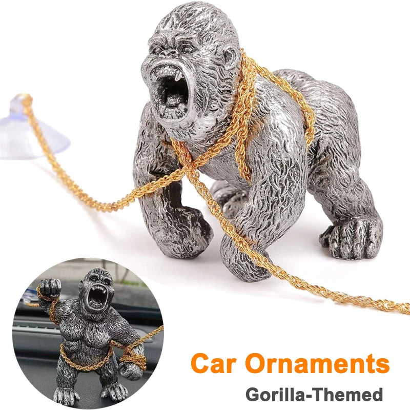 Gorilla Car Dashboard Ornament – ABS Resin Figurine Decor