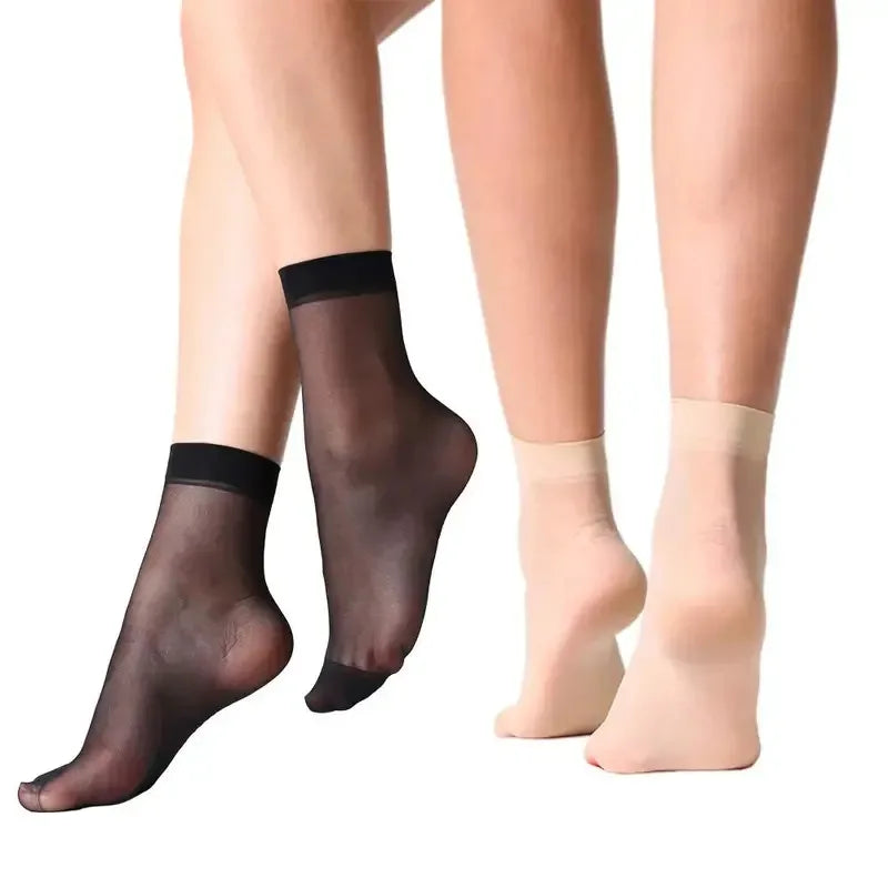 Women's Ultrathin Transparent Nylon Ankle Socks | 10–50 Pairs