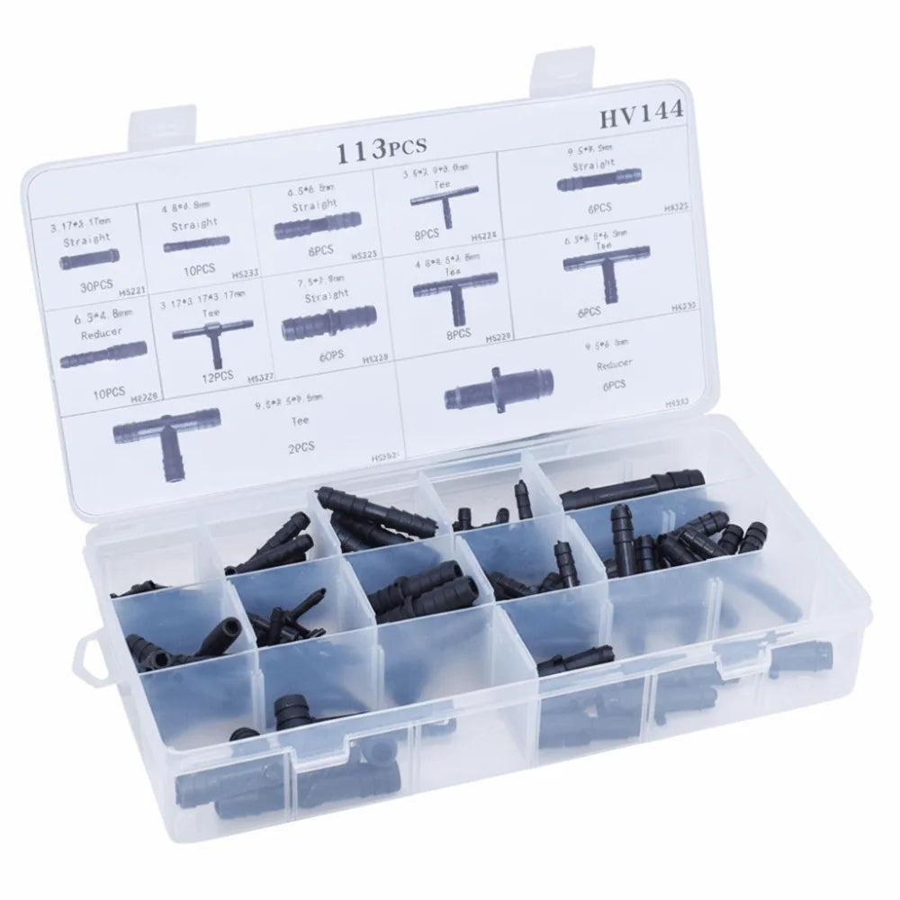 Tee Connectors Quick Connect Fittings Straight Connectors Buckle Combination Water Spray Pipe Connectors 113PCS Set Durable Zpaxo Black