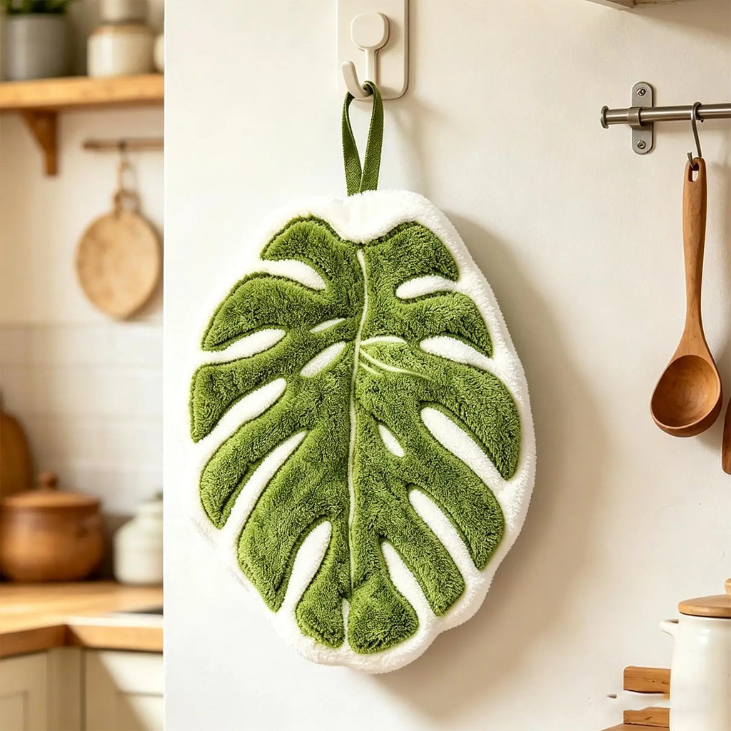 Leaves Hand Towel Bathroom Accessories Absorbent Kitchen Towel Soft Towel Hanging Towels Handkerchief Towels Home Wash Towels Zpaxo