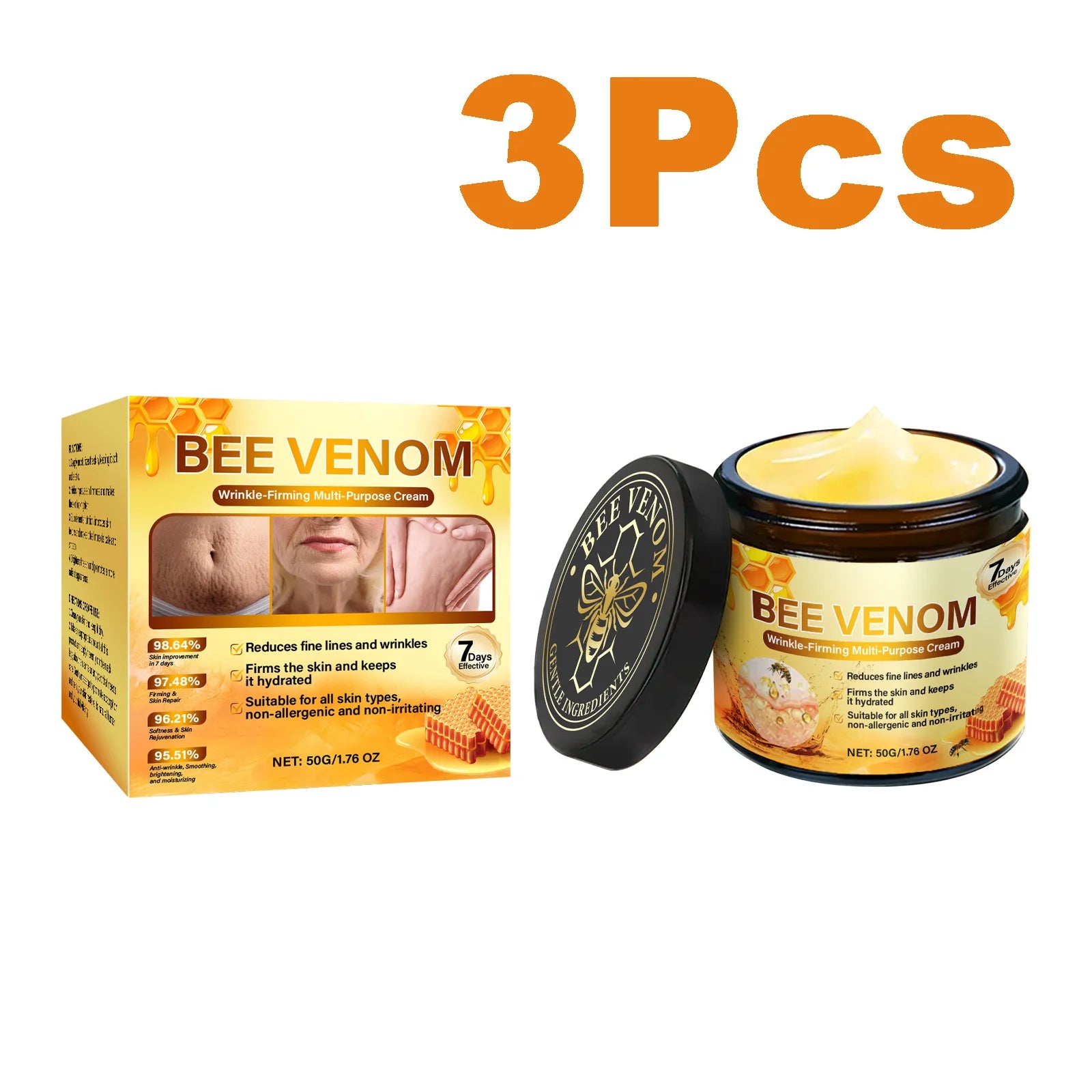 South Moon Bee Venom Firming Cream Anti-Wrinkle Moisturizer Anti-Aging Face Cream Zpaxo 3 x 50g Boxed