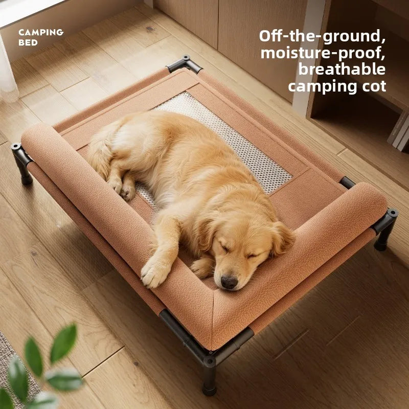 Elevated Mesh Dog & Cat Bed – Raised Sofa with L-Shaped Pillow