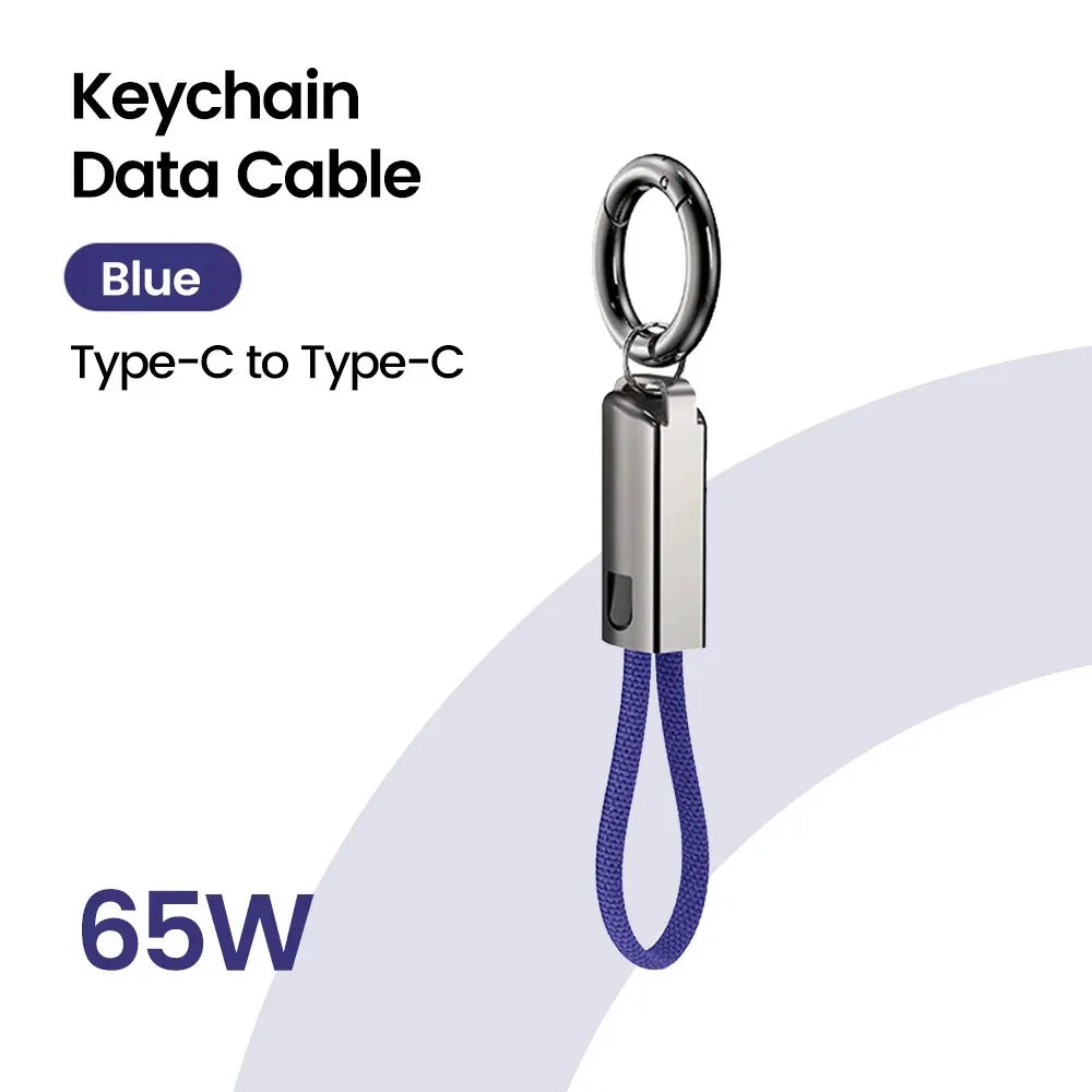 10cm USB-C to USB-C PD 60W Fast Charging Keychain Cable USB-C Charging Cable Zpaxo Blue CC