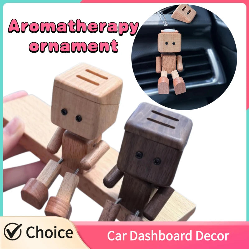 Creative Car Dashboard Decor Leg-swinging Robot Wooden Figure Funny Shaking Wooden Man Figurine Aromatherapy Gift Zpaxo