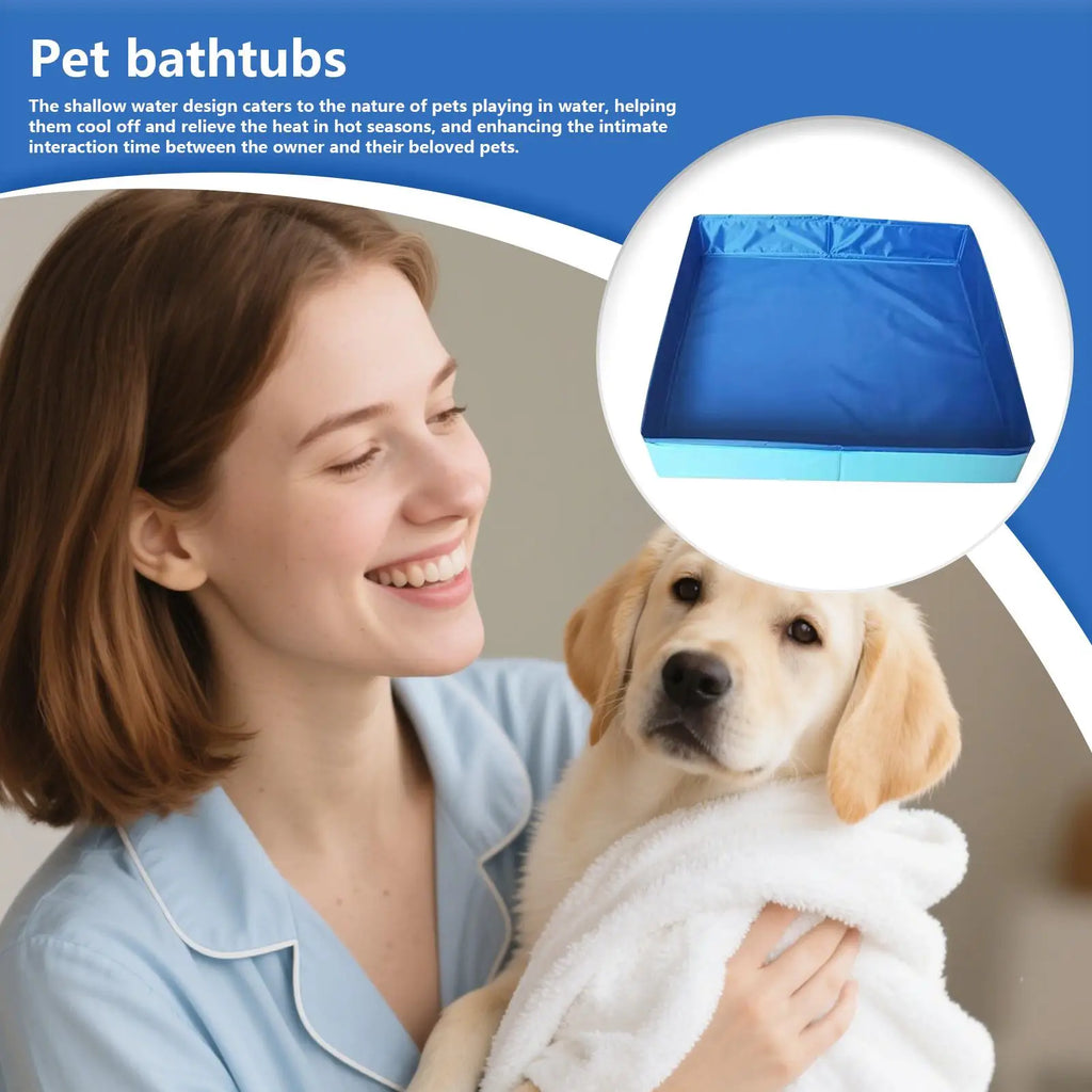 Dog Paddling Pool 50x50x10cm PVC Folding Small Pet Bathtub Summer