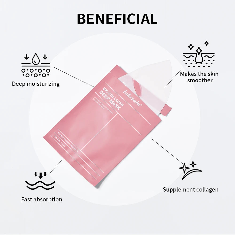 12pcs Bio-Collagen Real Deep Mask Elasticity Improvement Brighten Skin Pore Minimizing Firming Radiance Anti-Aging Skincare Zpaxo