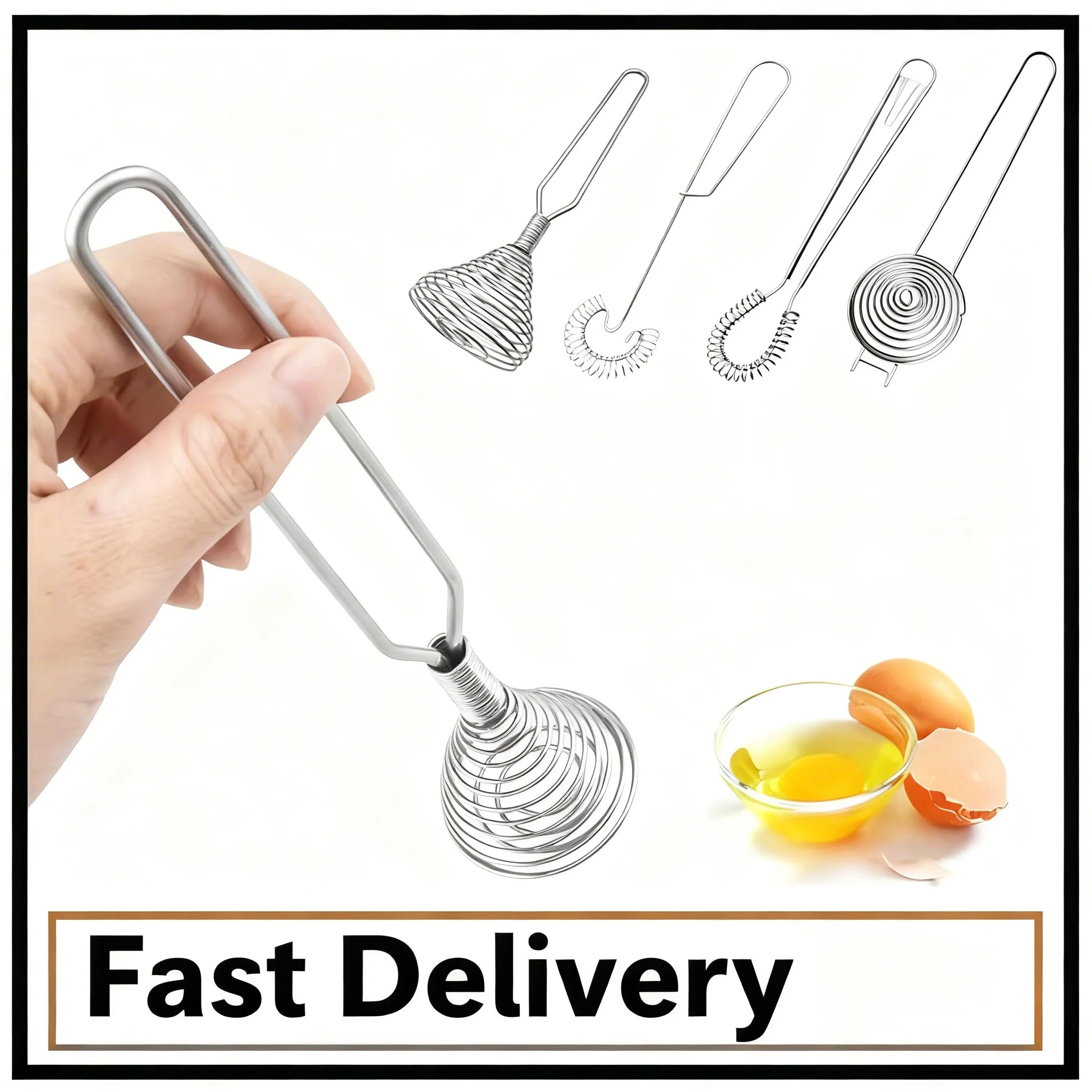 Manual Stainless Steel Spring Egg Beater & Hand Whisk Manual Egg Beater Zpaxo