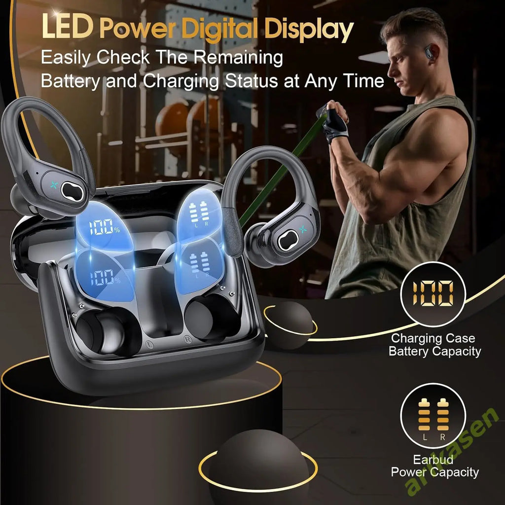 Bluetooth 5 3 Headphones 2024 Wireless Earbuds 75hrs Sport Earphone