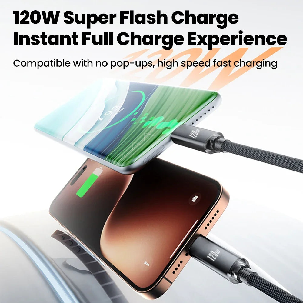 120W USB-C Fast Charging Spring Cable – iPhone Samsung Huawei USB-C Charging Cable Zpaxo