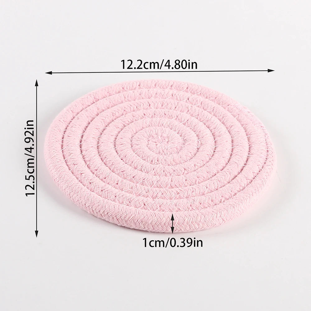 1PC Cotton Thread Cup Mat 12cm Round Coaster Knitting Table Mat Pot Holder Coffee Drink Tea Cup Woven Anti-Scalding Mat Zpaxo F