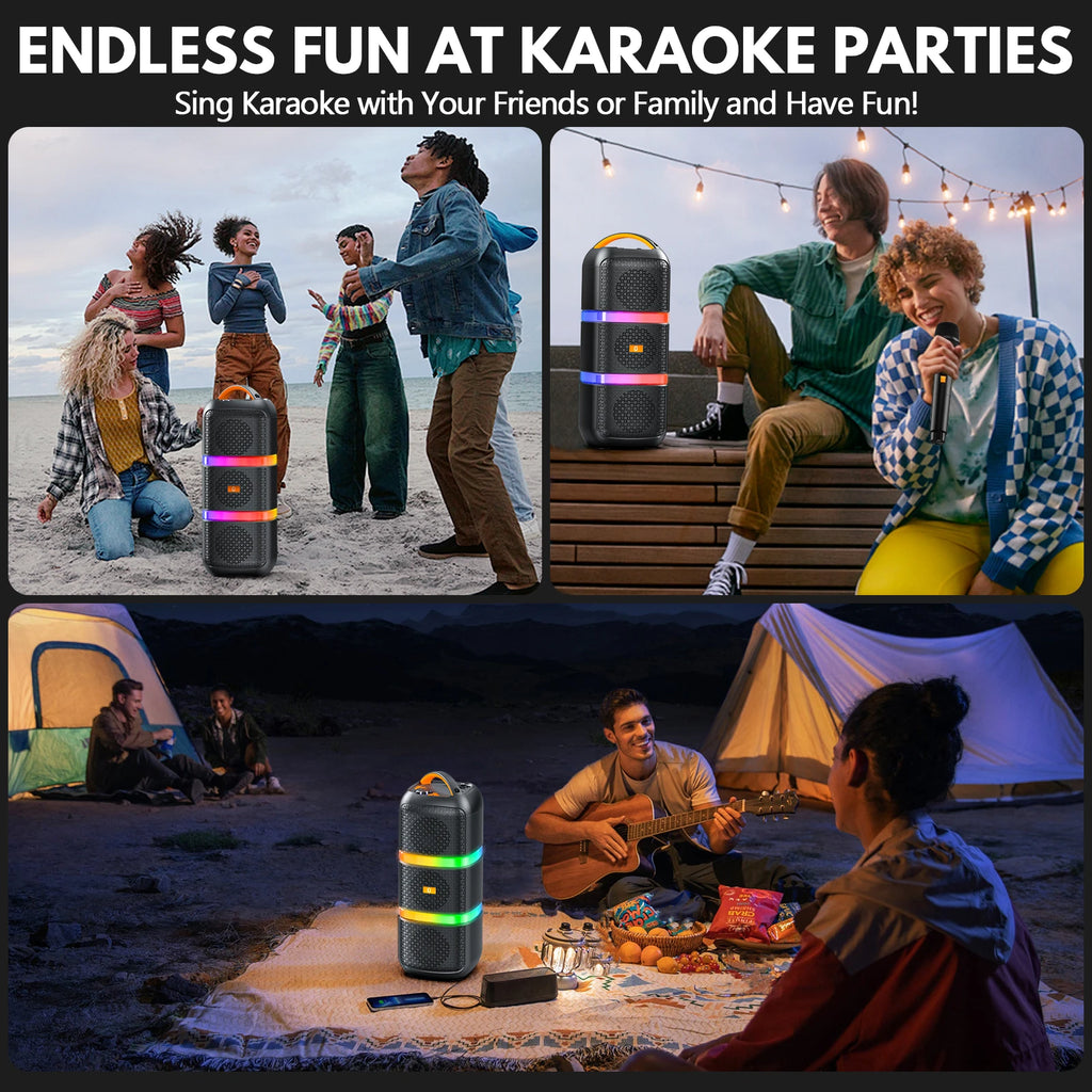 Fanfun 2 Wireless Microphones Series Karaoke Machine Treble Bass