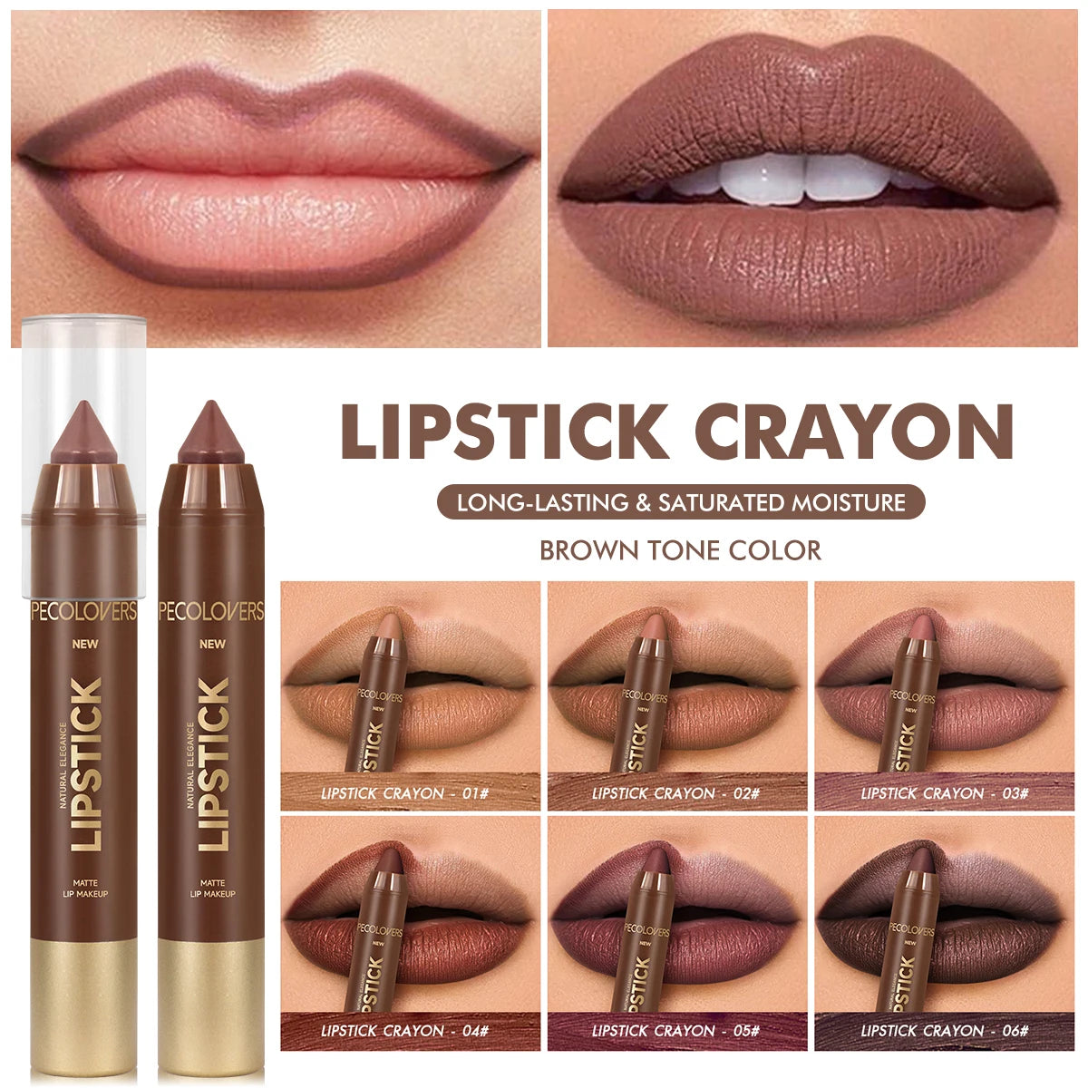 1PC Long-Lasting Waterproof Matte Nude Lip Liner High Pigmentation, Retractable, Smooth Application, Perfect For Valentine'S Day Zpaxo