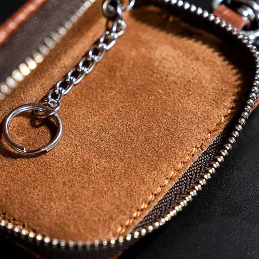 Portable Square Men Keychain PU Leather Keyring Car Key Case Wallets Zpaxo