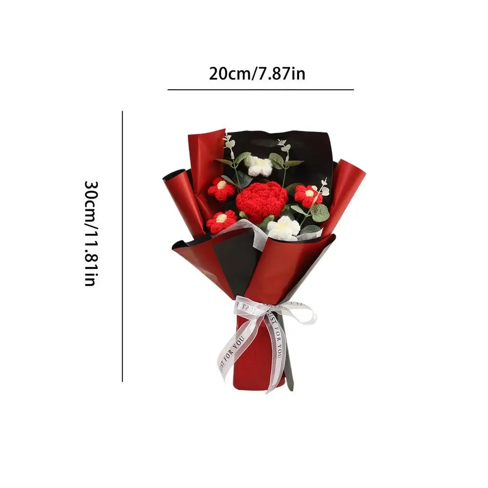 Crochet Flowers Handmade Graduation Bouquet Knitted Wool Bride Zpaxo A
