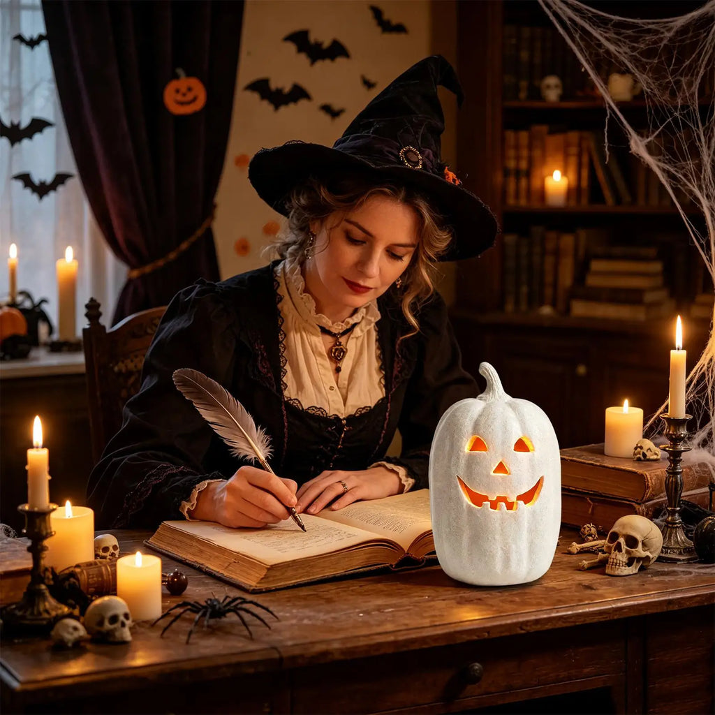 Pumpkin Lanterns Decor Handmade Resin Lantern Centerpiece Halloween