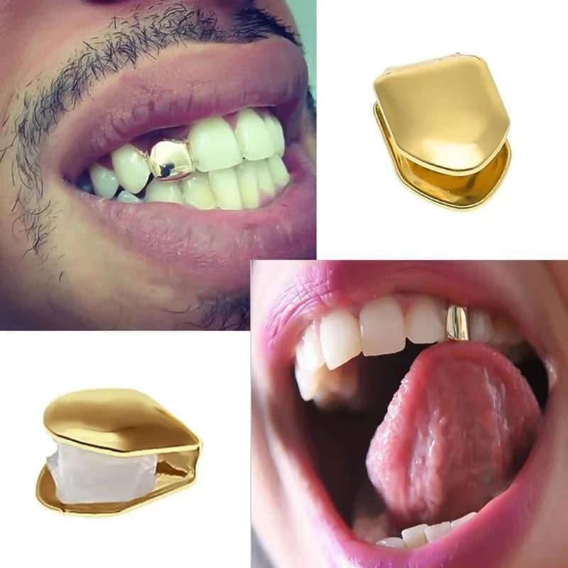 Gold Single Tooth Cap Grillz | Hip Hop Style | 1-4 Pcs
