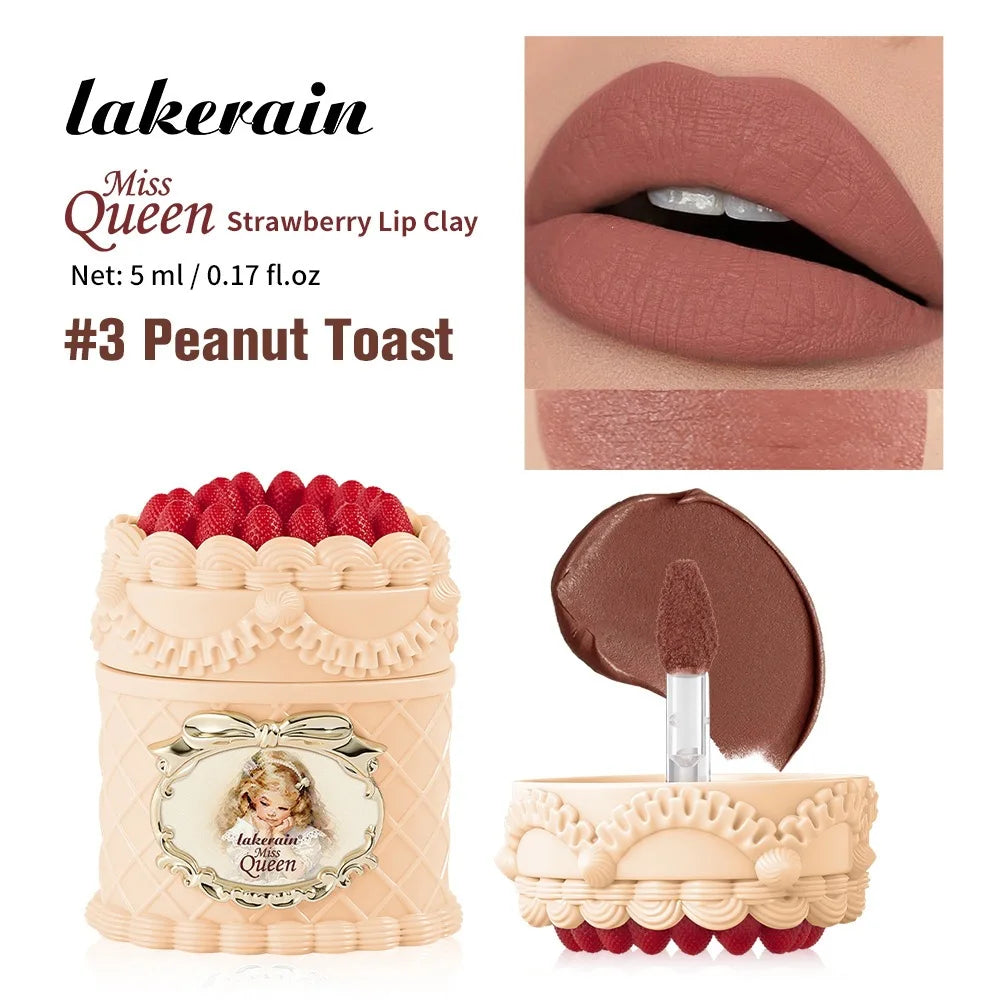 Strawberry Cake Mousse Lip Mud – Glaze Lipstick Silky Smooth Mousse Lipstick Zpaxo 3 Peanut Toast