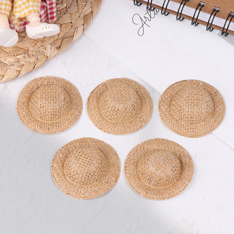 Miniature Doll Straw Hats Dollhouse Decor Children Pretend Play Toys Zpaxo Coffee