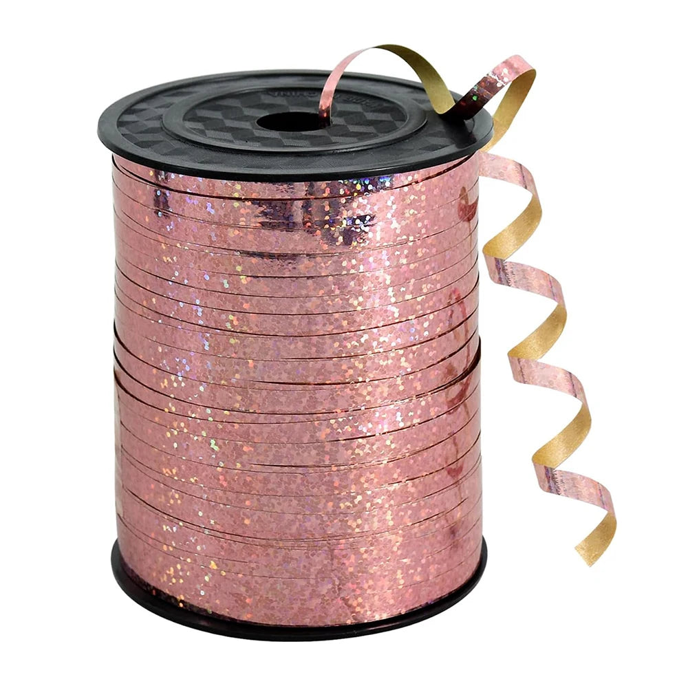 1 Roll 250 Yard Rose Gold Curling Ribbon Balloon String Crimped Shiny Metallic Roll for Gift Wrapping Birthday Wedding Party Zpaxo