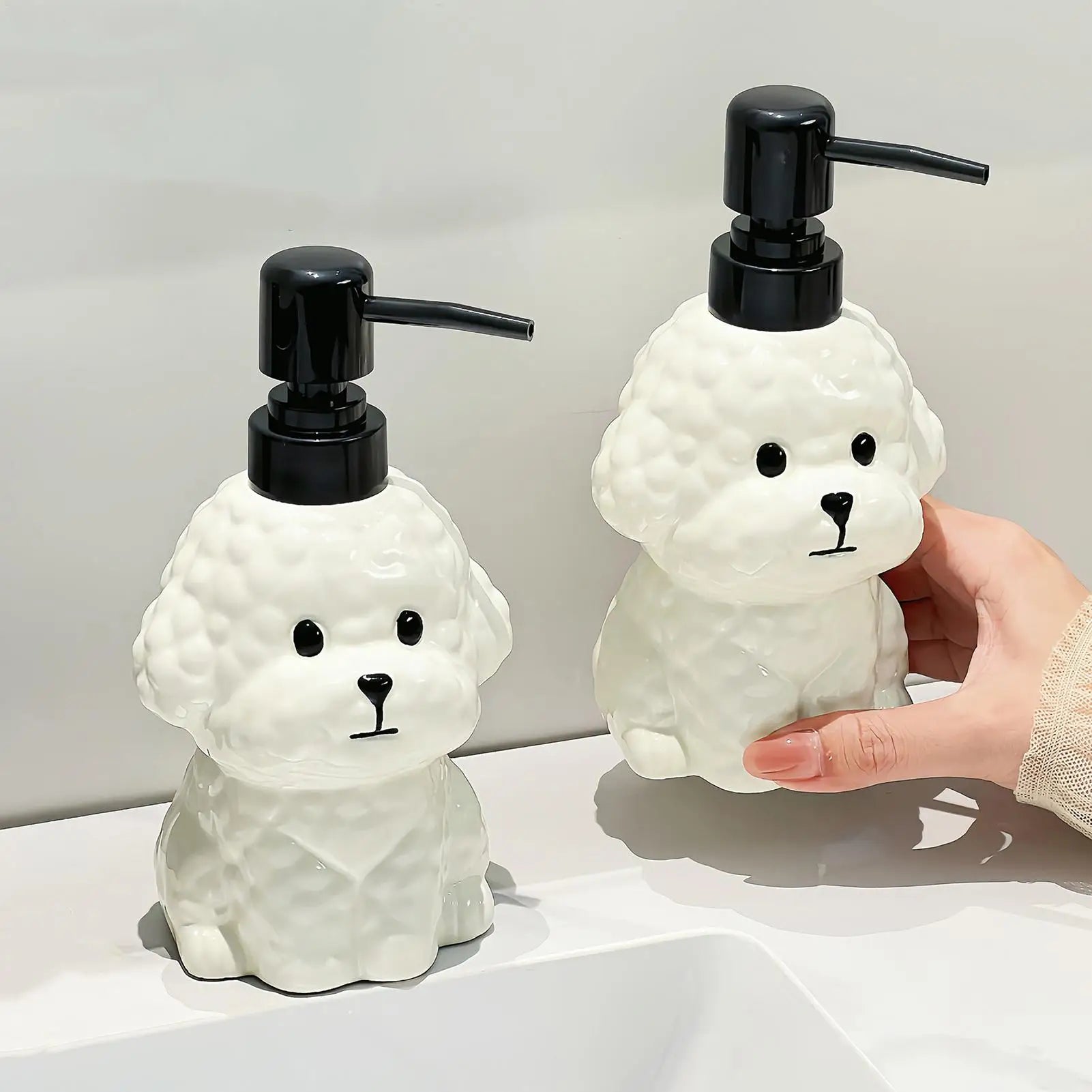 Soap Dispenser Dog Shape Ceramic Refillable Liquid Lotion Container