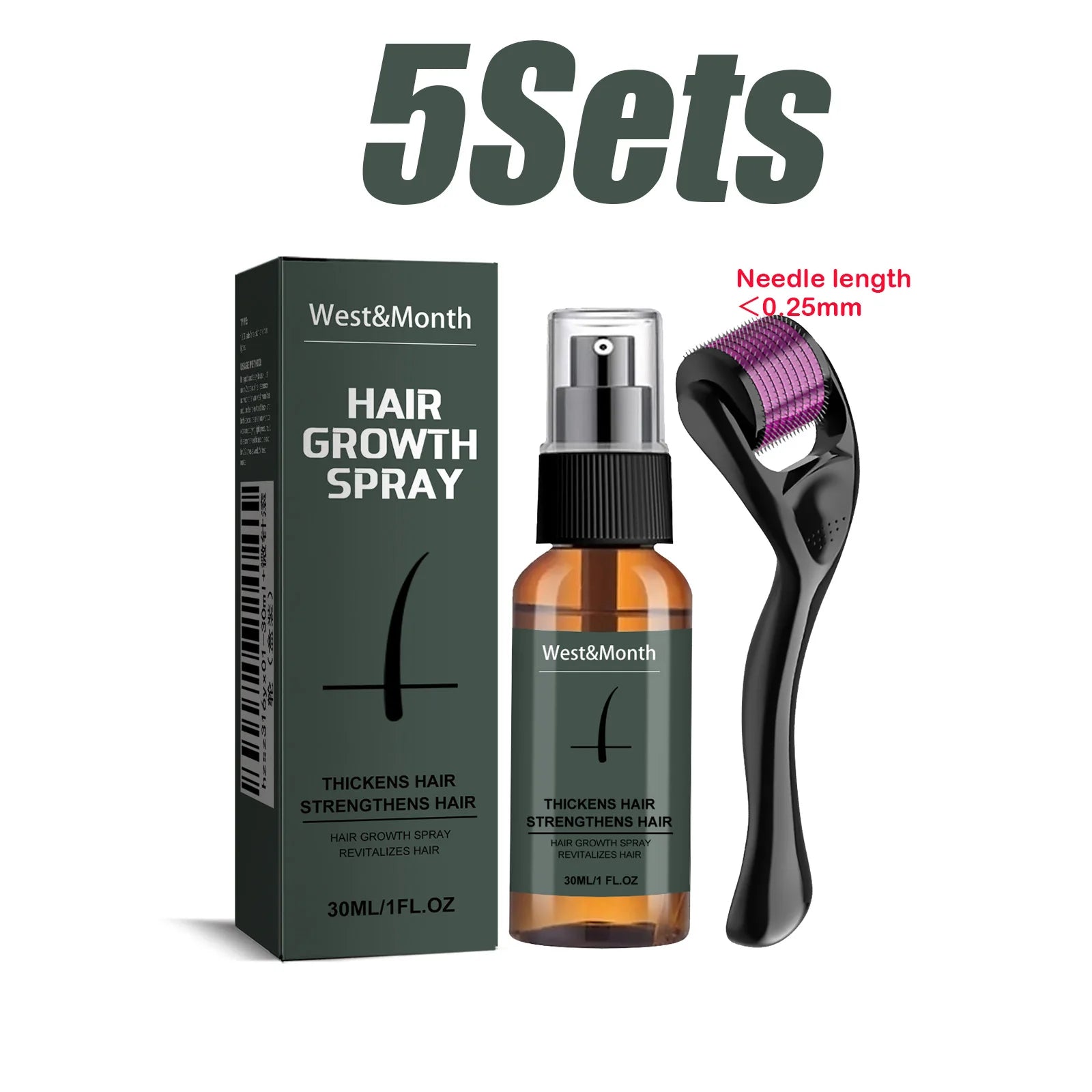 Men's Beard Growth Spray Kit with 0.25mm Micro Roller – WEST MONTH Beard Growth Kit Zpaxo 5 Sets