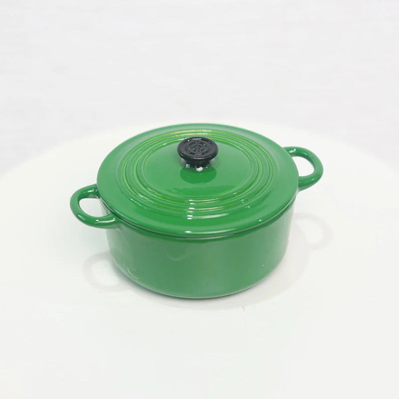 ▶1PCS Mini Pot Boiler Pan With Lid Kettle Dollhouse Miniature Cooking Ware Play Kitchen Toy Doll House Accessories Zpaxo Green