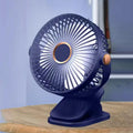 Mini USB Clip-On Desk Fan with Night Light – 360° Rotatable