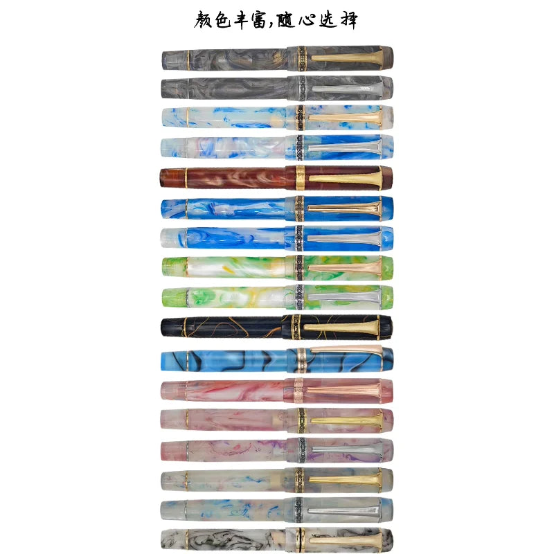 Kaigelu 316 Acrylic Fountain Pen Polished Nib Blue Brown White Marble Amber Pattern Ink Pen Writing Gift Student Office Business Zpaxo