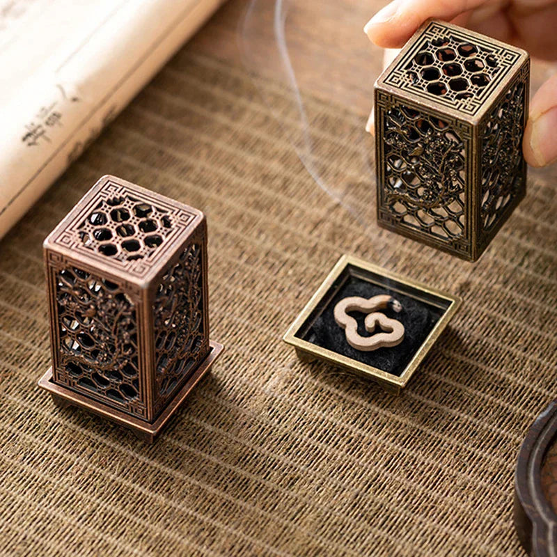 Alloy Censer Incense Holder Square Vertical Burner Indoor Zpaxo
