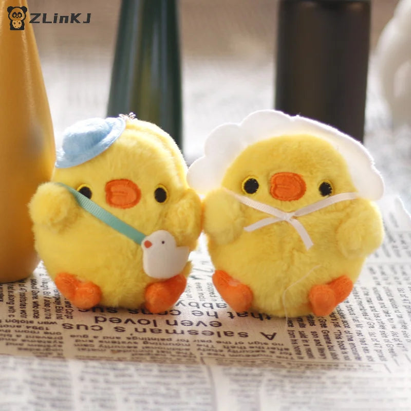 ▶1PCS Cartoon Plush Little Yellow Chicken Toy Doll Keychain Pendants Lovely Mini Chicken Plush Toys Bag Keychain Pendants Zpaxo